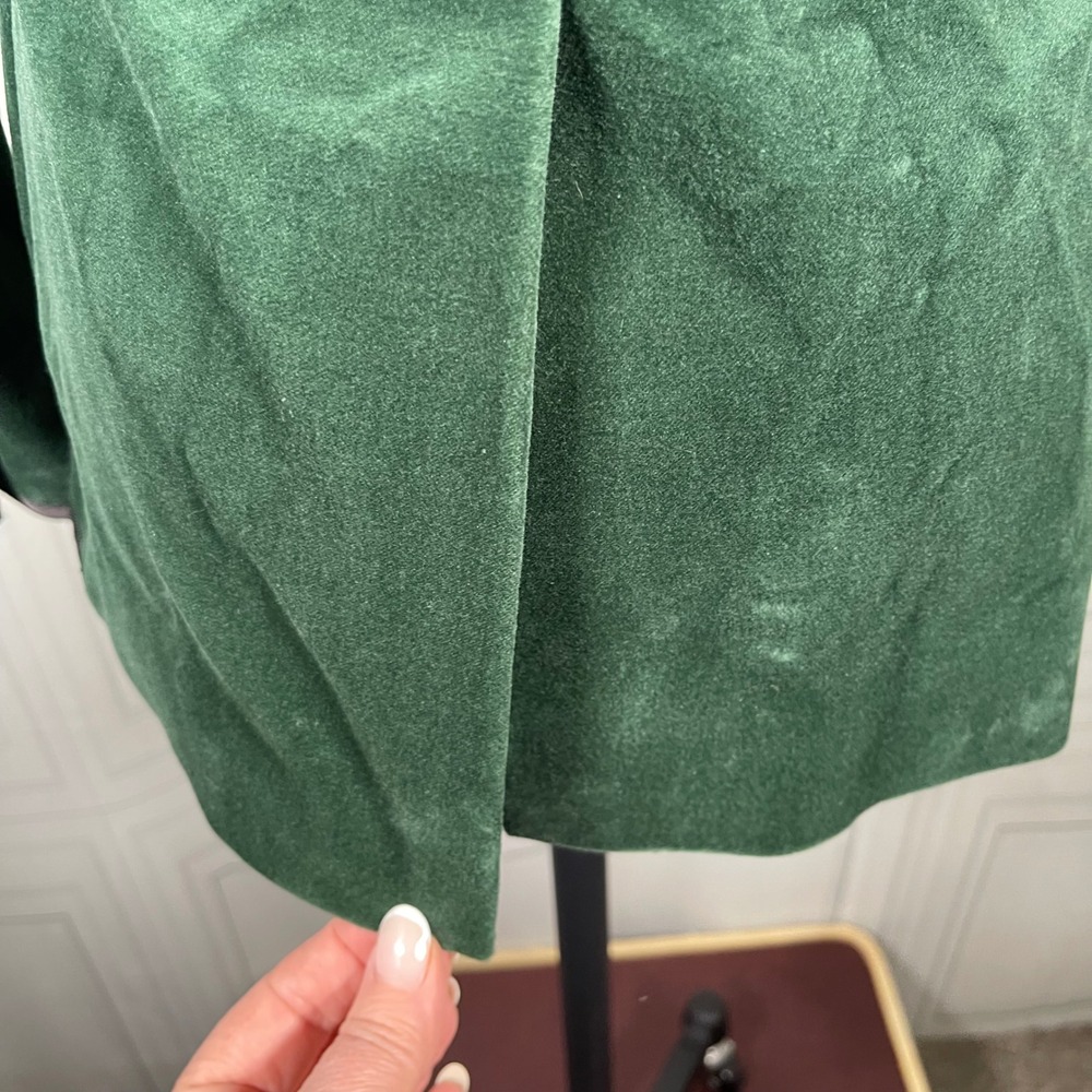 Kate Spade Green Velvet Blazer‎ - Grosgrain Trim & Jewel Buttons - Size 00 - Picture 15 of 16